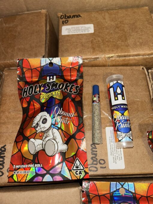 HOLY WATER INFUSED PRE ROLLS, holy smokes infused pre roll, Holy Water Holy Smokes, Holy Smokes prerolls, holy water pre rolls, holy smokes obama runtz pre rolls