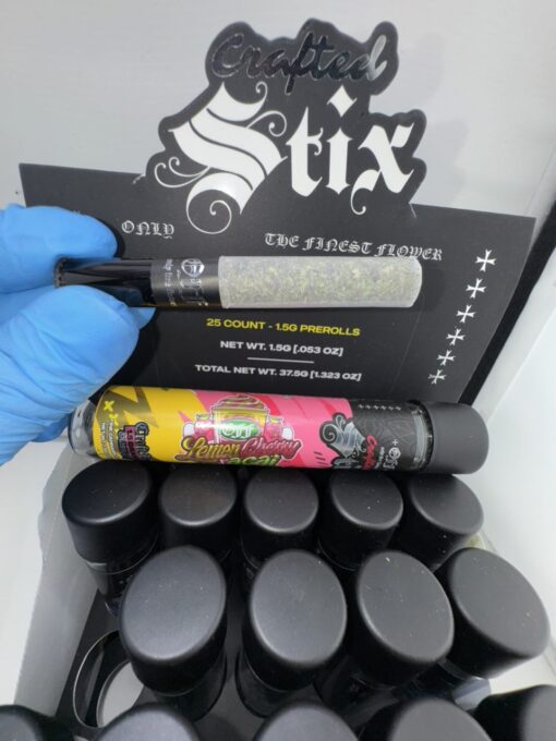 OFF Crafted Stix Prerolls,OFF PREROLLS, CRAFTED STIX PREROLLS, CRAFT ROLL 1.5 GRAMS GLASS TIP, OFF CRAFTED STIX LEMON CHERRY ACAI, OFF CRAFTED STIX JOLLY GELATO